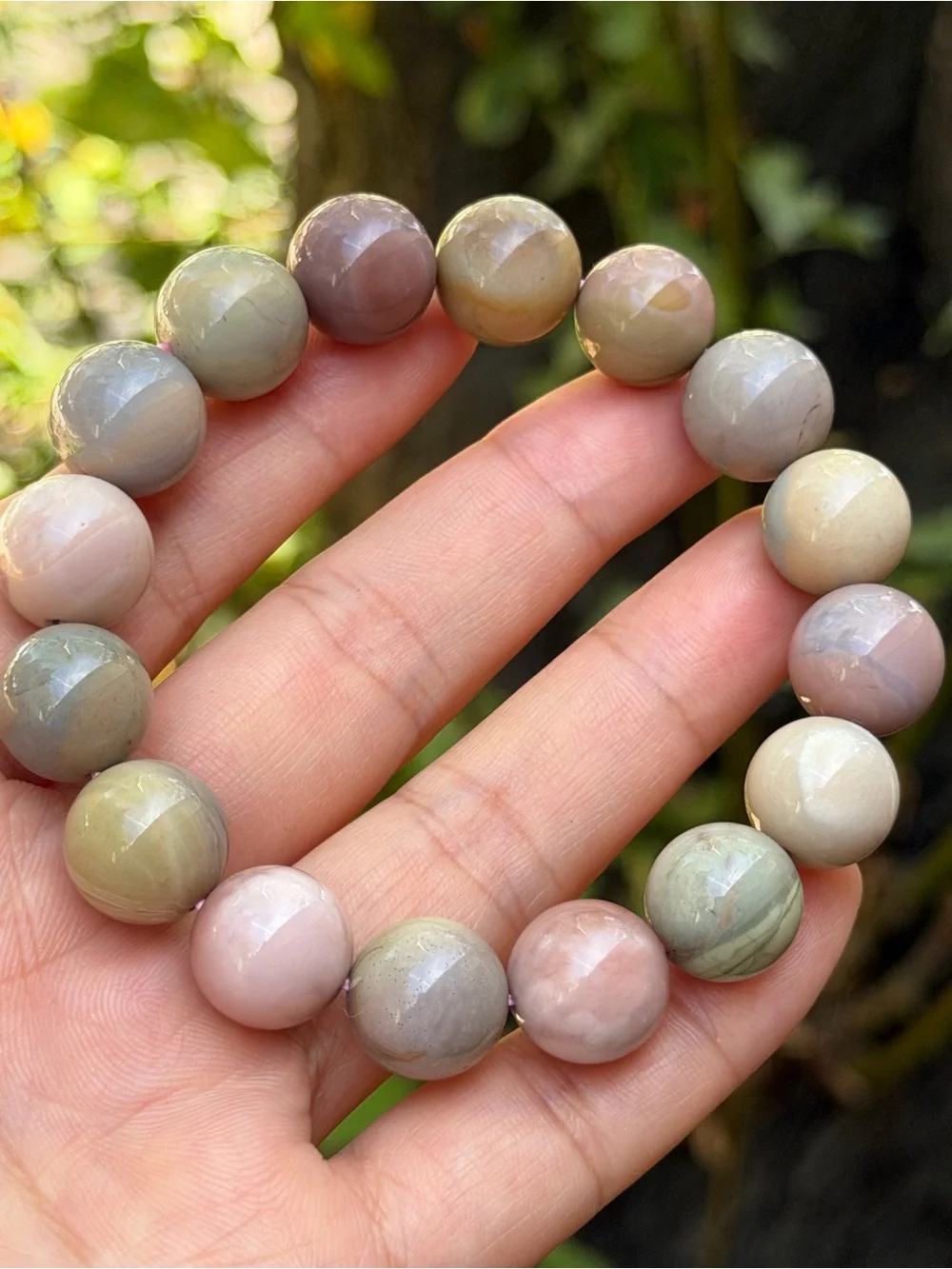 13mm pink creamy natural Alashan stretch bracelet 2213